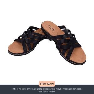 IZOD Strappy Slide Sandals Black Size 8